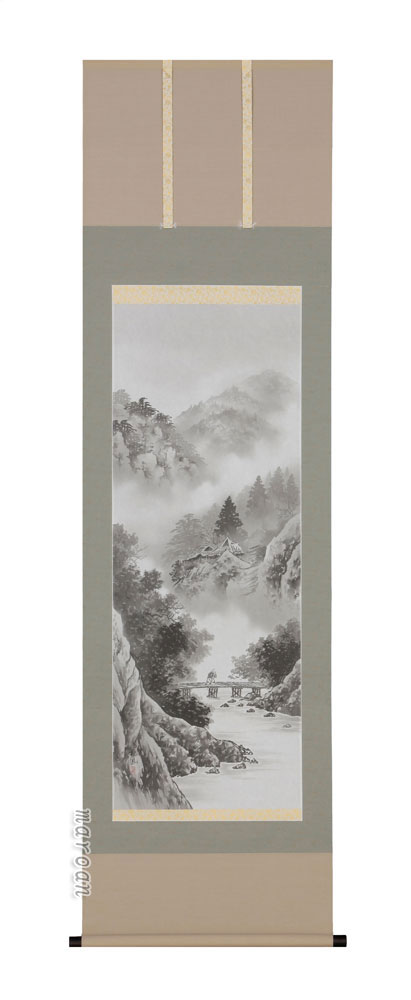 掛け軸／掛軸　水墨山水（岱　招鳳）<br>【送料無料】【代引手数料無料】