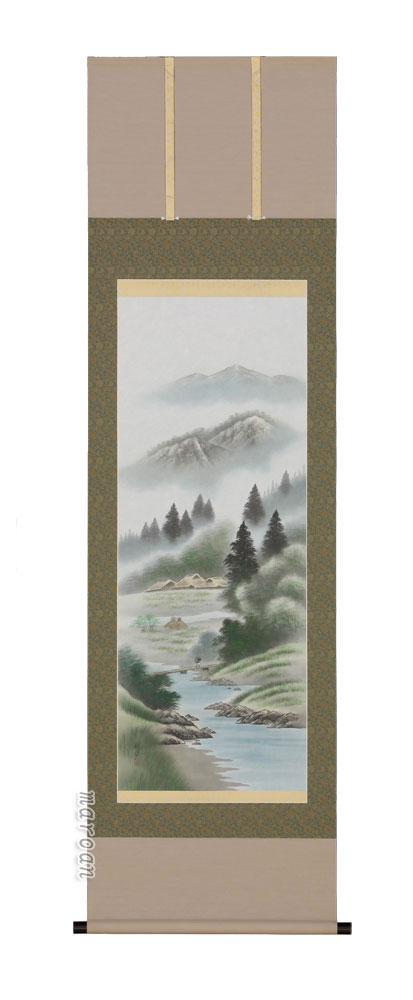 掛け軸／掛軸　彩色山水（岱　招鳳）<br>【送料無料】【代引手数料無料】