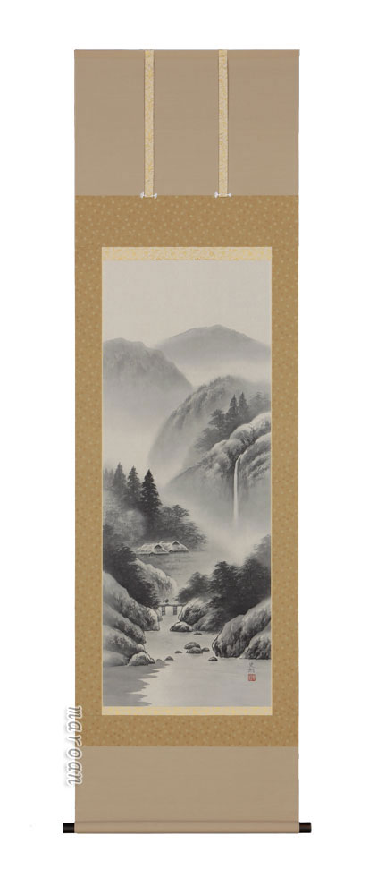 掛け軸／掛軸　水墨山水（井原　史朗）<br>【送料無料】【代引手数料無料】