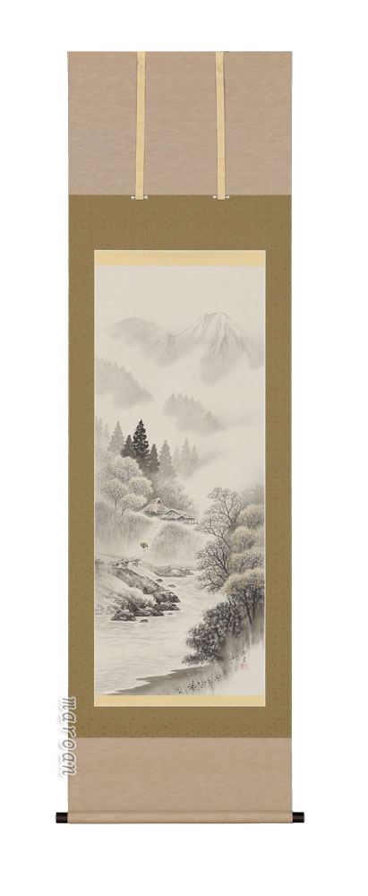 掛け軸／掛軸　水墨山水（森　雪堂）（図柄色々有）<br>【送料無料】【代引手数料無料】