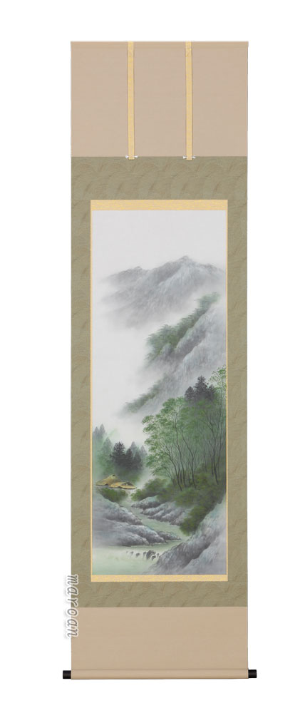 掛け軸／掛軸　彩色山水（倉地　邦彦）<br>【送料無料】【代引手数料無料】