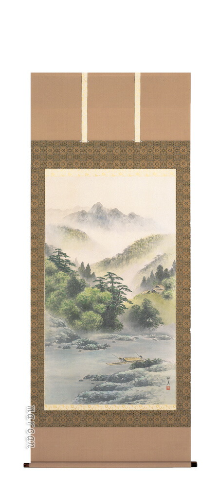 掛け軸／掛軸　彩色山水（倉地　邦彦）（大幅立）<br>【送料無料】【代引手数料無料】<br>