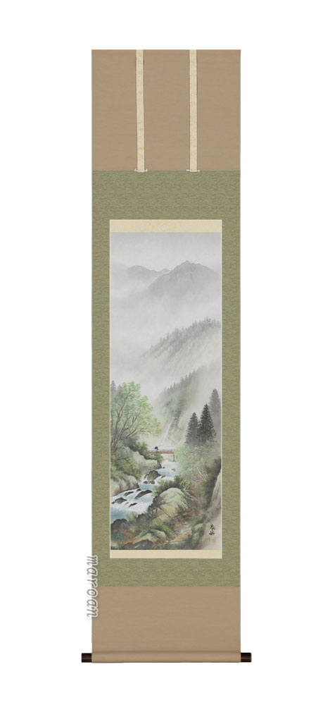掛け軸／掛軸　彩色山水（遠藤　春岳）<br>【送料無料】【代引手数料無料】<br>