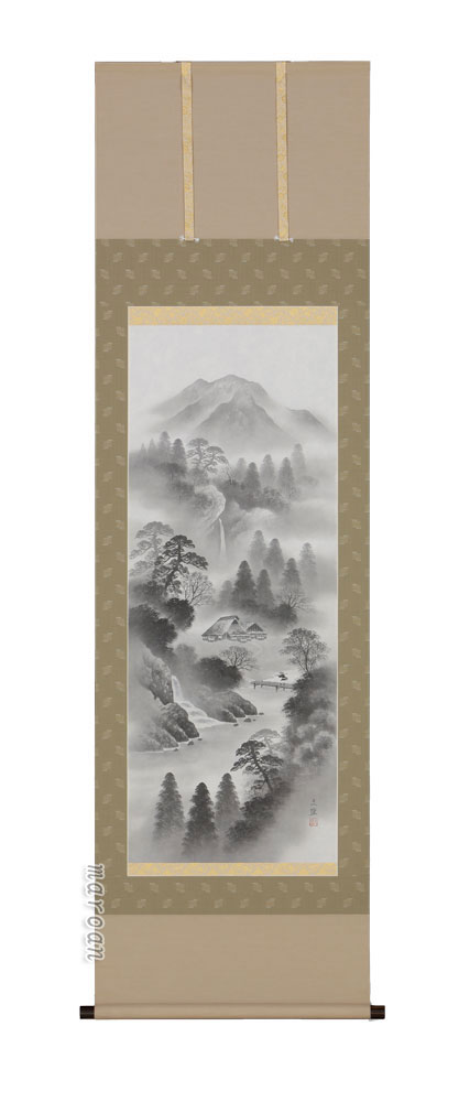 掛け軸／掛軸　水墨山水（林　文耀）（図柄色々有）<br>【送料無料】【代引手数料無料】