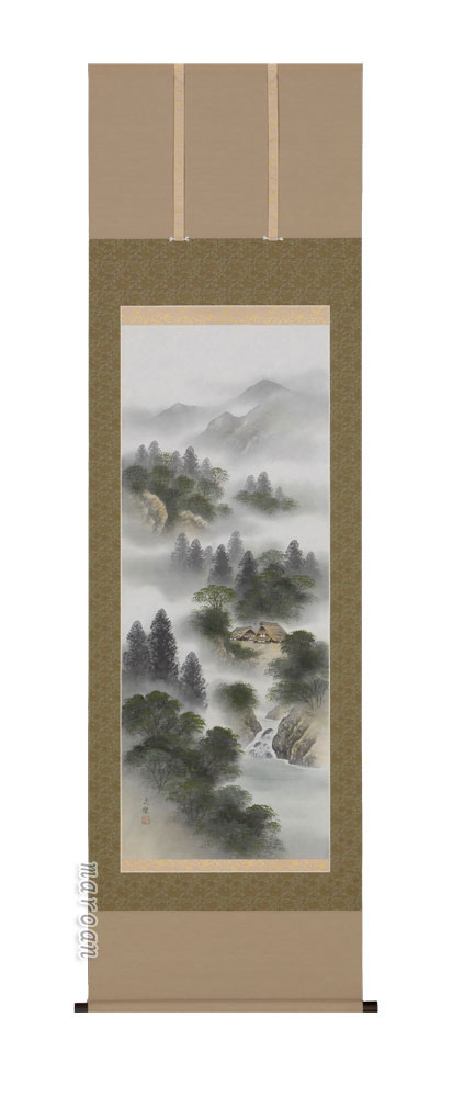 掛け軸／掛軸　彩色山水（林　文耀）（図柄色々有）<br>【送料無料】【代引手数料無料】