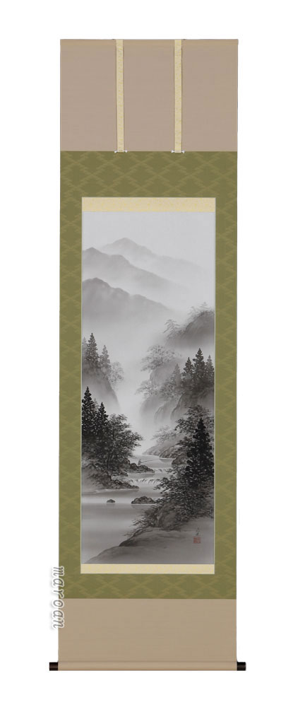 掛け軸／掛軸　水墨山水（森川 見林）（図柄色々有）<br>【送料無料】【代引手数料無料】