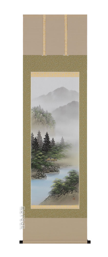 掛け軸／掛軸　彩色山水（森川 見林）（図柄色々有）<br>【送料無料】【代引手数料無料】