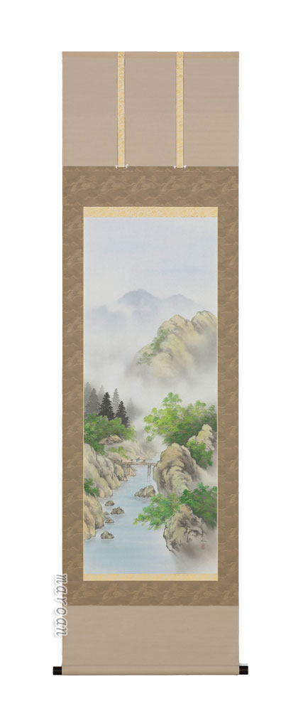 掛け軸／掛軸　彩色山水（伊藤　薫風）（図柄色々有）<br>【送料無料】【代引手数料無料】
