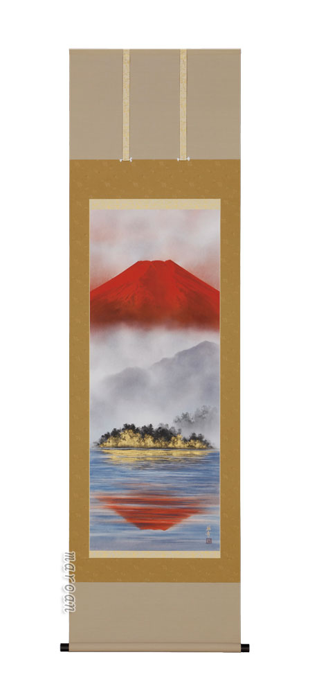 掛け軸／掛軸　湖上朱映山水（稲垣　雅彦）<br>【送料無料】【代引手数料無料】