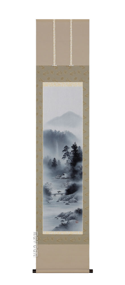 掛け軸／掛軸 水墨山水（中野 長春）（尺巾立）（図柄色々有） 【送料無料】【代引手数料無料】