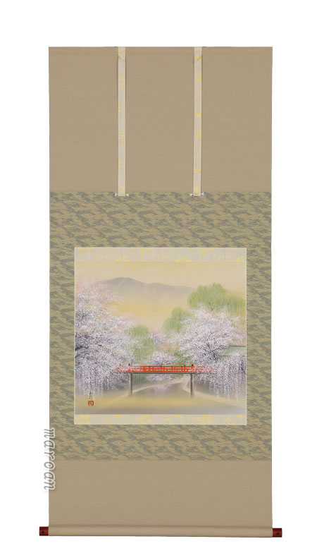掛け軸／掛軸 春の小京都（川島正行）尺八横 【送料無料】【代引手数料無料】