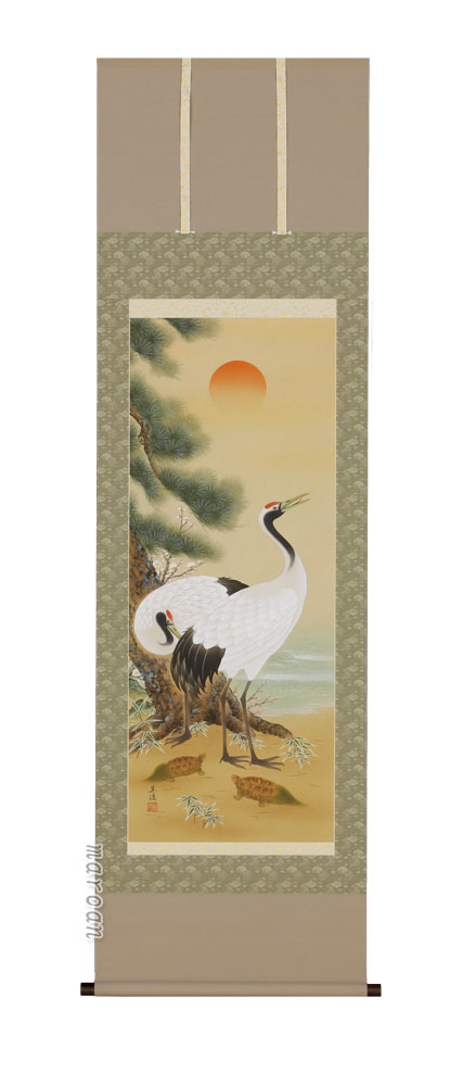 掛け軸／掛軸　鶴亀（北川　晃道）【送料無料】【代引手数料無料】