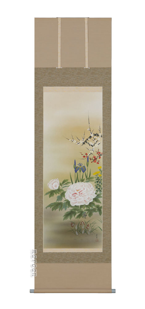 掛け軸／掛軸 四季草花（中川 若翠） 【送料無料】【代引手数料無料】
