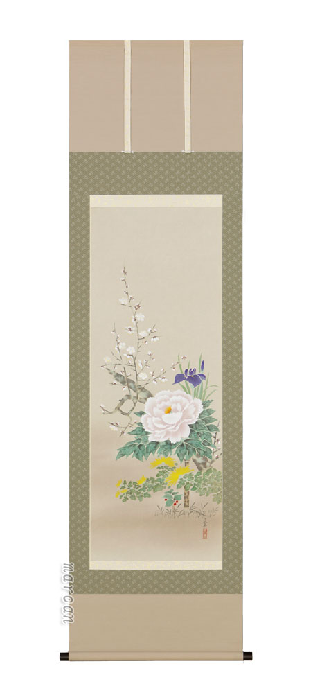 掛け軸／掛軸 四季草花（林 文美） 【送料無料】【代引手数料無料】