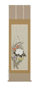 掛け軸／掛軸　四季草花（尾上　晩翠）<br>【送料無料】【代引手数料無料】
