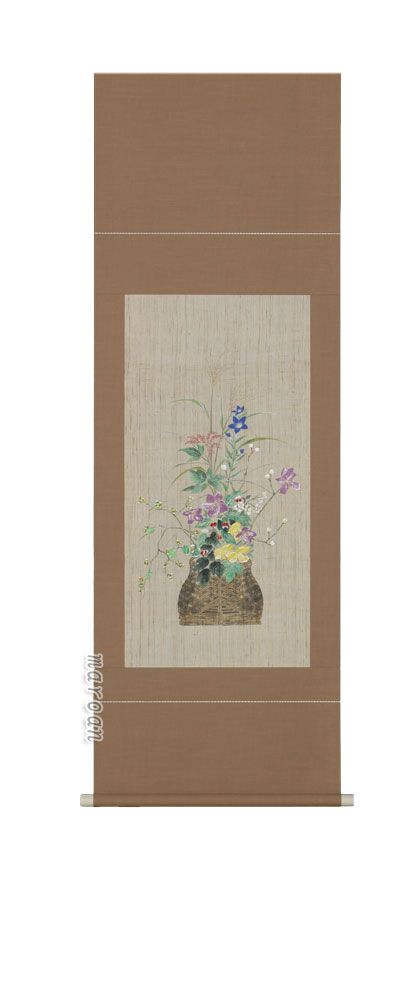 掛け軸／掛軸 花籠（高木 硯山）（本紙麻使用） 【送料無料】【代引手数料無料】