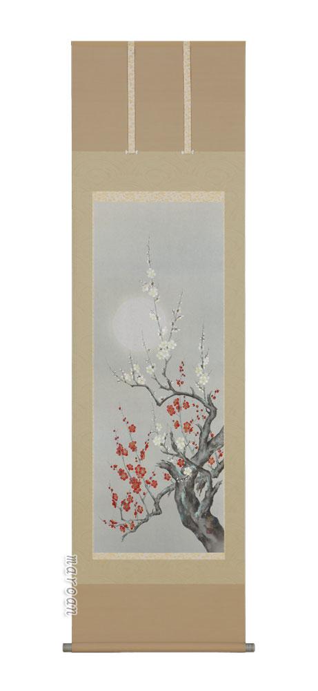 掛け軸／掛軸　紅白梅（稲垣　雅彦）<br>【送料無料】【代引手数料無料】