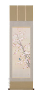 掛け軸／掛軸　桜に小鳥（川島正行）<br>【送料無料】【代引手数料無料】