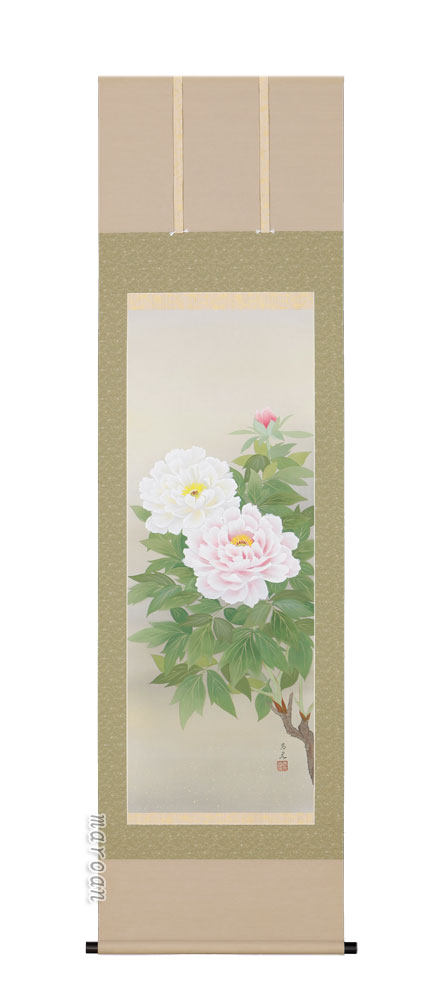 掛け軸／掛軸 牡丹（堀 高泉） 【送料無料】【代引手数料無料】