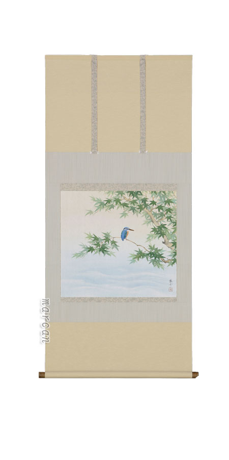 掛け軸／掛軸　翡翠（稲垣　雅彦）（尺八横）<br>【送料無料】【代引手数料無料】