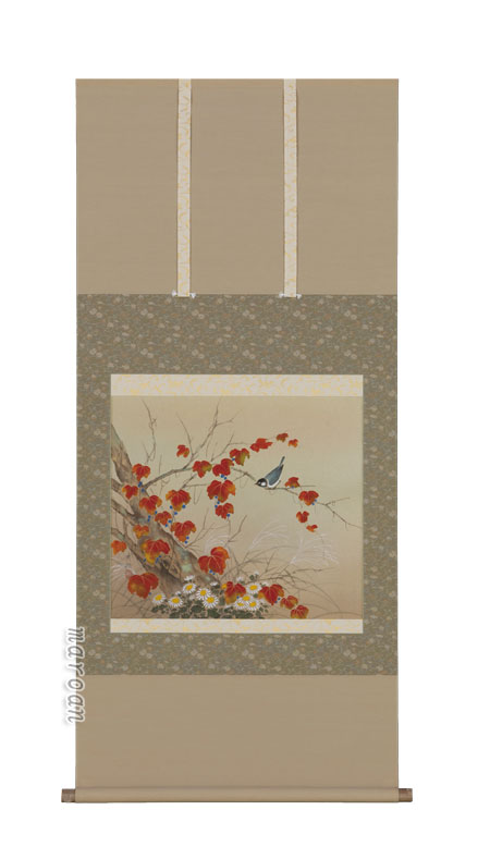 掛け軸／掛軸 蔦に小禽（鈴木 秀湖） 【送料無料】【代引手数料無料】