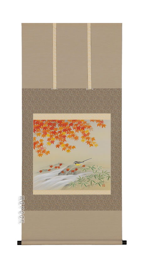 掛け軸／掛軸　紅葉に小禽（川島　正行）<br>【送料無料】【代引手数料無料】