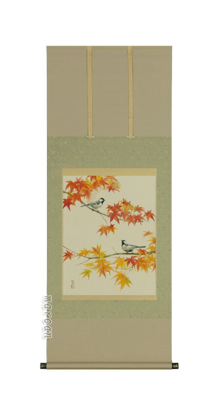 掛け軸／掛軸 四十雀（しじゅうから）（小川 和也）（尺五あんどん）(太巻き桐箱入） 【送料無料】【代引手数料無料】