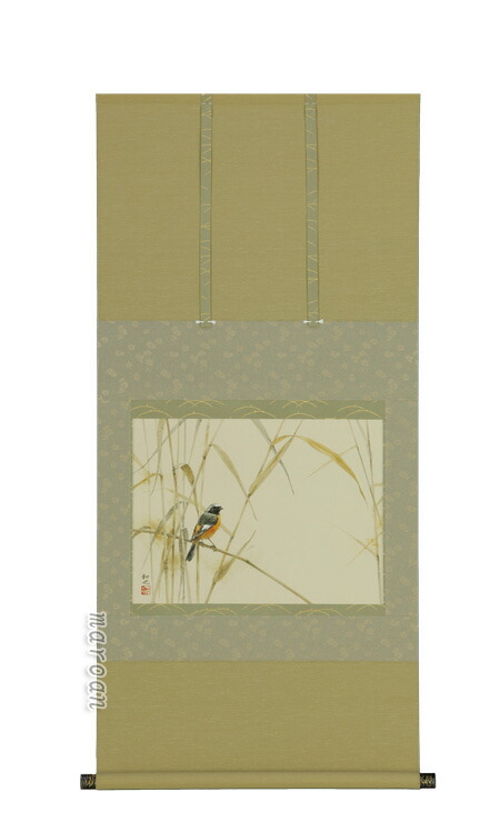 掛け軸／掛軸 尉鶲（小川 和也）（尺八横）(太巻き桐箱入） 【送料無料】【代引手数料無料】