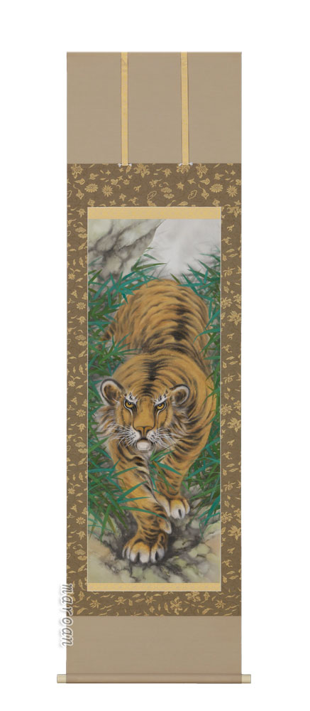 虎・龍 掛軸 猛虎（河津武禅）（太巻桐箱入） 商品画像