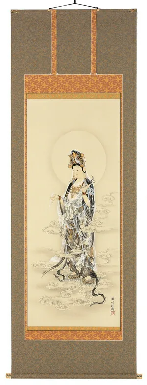 掛け軸／掛軸 雲上観音（伊藤香川） 【送料無料】【代引き手数料無料】