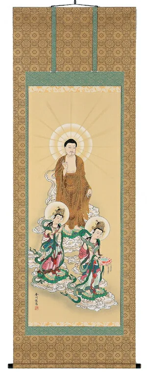 掛け軸／掛軸 阿弥陀三尊佛（伊藤香川） 【送料無料】【代引き手数料無料】