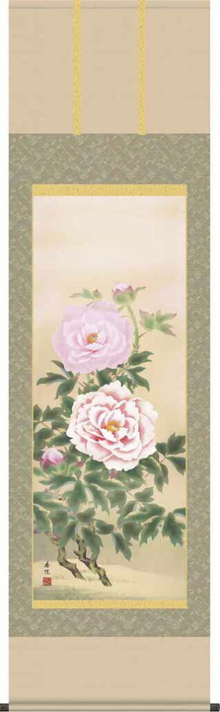 掛け軸／掛軸【花鳥/尺五】<br>富貴花　西尾 香悦(三美会)<br>【送料無料】【代引手数料無料】