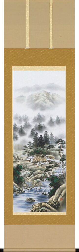 掛け軸 四神相応山水図(棚橋 玄道)<br>年中掛け・開運【送料無料】【代引手数料無料】