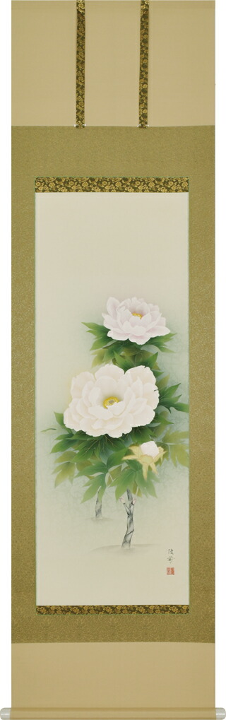 掛け軸 牡丹(鈴木優莉) 春 初夏 富貴花 百花の王 御持て成し【送料無料】【代引手数料無料】