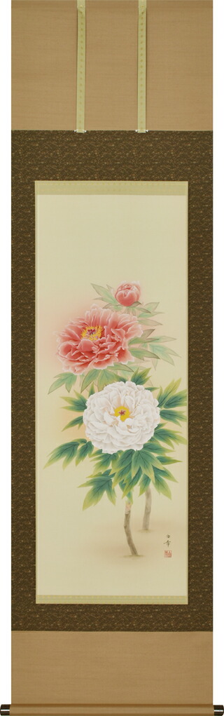 掛け軸 牡丹(白木 由希) 春 初夏 富貴花 百花の王 御持て成し【送料無料】【代引手数料無料】