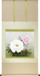 掛け軸 紅白牡丹(中川 幸彦)<br>　春　初夏　富貴花　百花の王　御持て成し【送料無料】【代引手数料無料】
