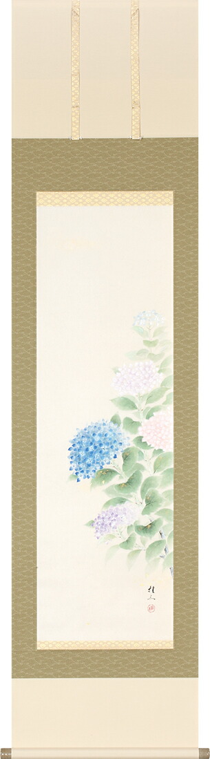 掛け軸 紫陽花(佐藤 桂三) 夏 あじさい アジサイ【送料無料】【代引手数料無料】