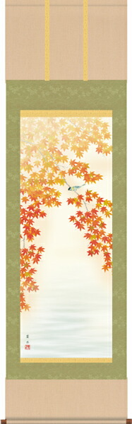 掛け軸／掛軸【花鳥】 紅葉に頬白（緒方 葉水） 【送料無料】【代引手数料無料】