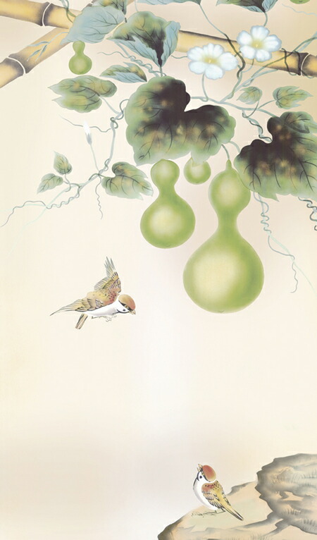 六瓢 掛軸／かけじく【花鳥画】六瓢（唐沢 碧山） 商品画像