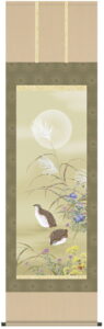 【掛け軸／掛軸／花鳥画】<br>秋草に鶉（田村　竹世）<br>【送料無料】【代引き手数料無料】