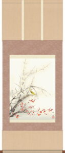 掛け軸／掛軸【花鳥】<br>紅白梅に鶯（浮田　秋水）<br>【送料無料】【代引手数料無料】