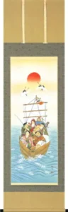 掛け軸 七福神(柳原 秋峰) 健康祈願・出世祈願【送料無料】【代引手数料無料】