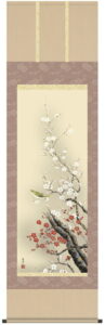 【掛け軸／掛軸／花鳥画】<br>梅に鶯（清水　玄澄）<br>【送料無料】【代引き手数料無料】