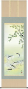 【掛け軸／掛軸／花鳥画】<br>楓に鮎（清水　玄澄）<br>【送料無料】【代引き手数料無料】