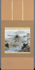 掛け軸 四神相応山水図(棚橋 玄道)【尺八横】 年中掛け・開運【送料無料】【代引き手数料無料】
