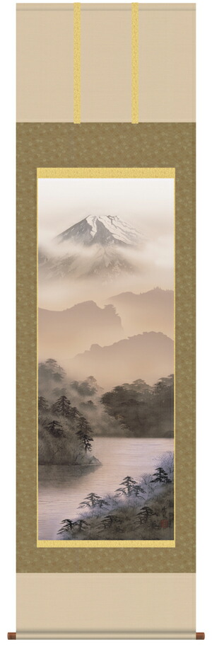 【掛け軸／掛軸／山水画】富士閑景（熊谷　千風）【送料無料】【代引き手数料無料】