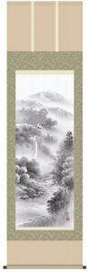 【掛け軸／掛軸／山水画】<br>悠景彩遷（長江　桂舟）<br>【送料無料】【代引き手数料無料】