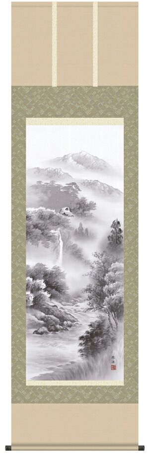 【掛け軸／掛軸／山水画】 悠景彩遷（長江 桂舟） 【送料無料】【代引き手数料無料】