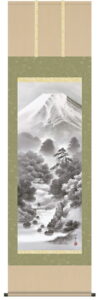 【掛け軸／掛軸／山水画】<br>富嶽情景（鈴村　秀山）<br>【送料無料】【代引き手数料無料】