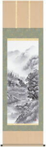 掛け軸／掛軸／かけじく【山水画】<br>紫山憧憬（鈴村　秀山）<br>【送料無料】【代引き手数料無料】